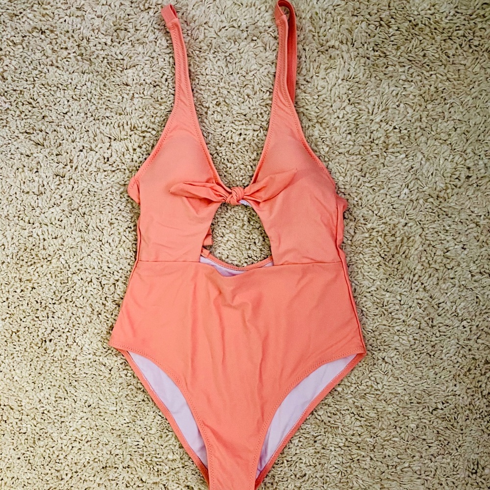 [Coral One Piece Bathing Suit]